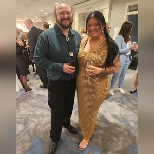 Plus Size Laser Cut Hotfix Midi Dress With Scoop Neck